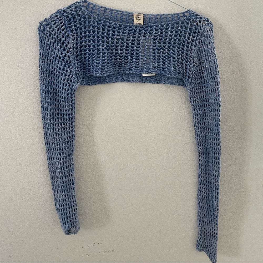 Urban Outfitters Blue Mesh Sweater Shrug